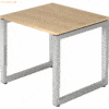 mcbuero.de Schreibtisch O-Fuß eckig 80x80cm Eiche/Silber