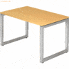 mcbuero.de Schreibtisch O-Fuß eckig 120x80cm Buche/Silber