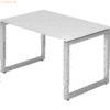 mcbuero.de Schreibtisch O-Fuß eckig 120x80cm Weiß/Silber