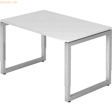 mcbuero.de Schreibtisch O-Fuß eckig 120x80cm Weiß/Silber