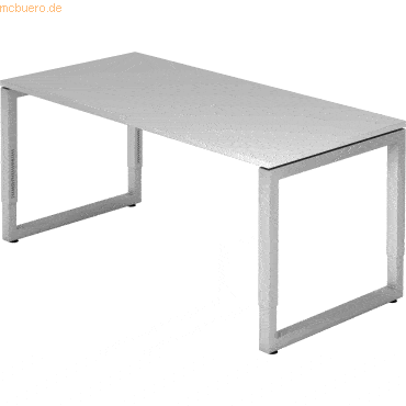 mcbuero.de Schreibtisch O-Fuß eckig 160x80cm Grau/Silber