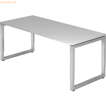 mcbuero.de Schreibtisch O-Fuß eckig 180x80cm Grau/Silber