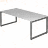 mcbuero.de Schreibtisch O-Fuß eckig 200x100cm Grau/Graphit