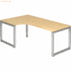 mcbuero.de Schreibtisch O-Fuß eckig 200x120cm 90 Grad Ahorn/Silber
