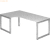 mcbuero.de Schreibtisch O-Fuß eckig 200x120cm 90 Grad Grau/Silber