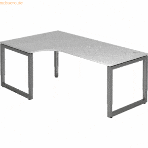 mcbuero.de Schreibtisch O-Fuß eckig 200x120cm Grau/Graphit