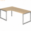 mcbuero.de Schreibtisch O-Fuß eckig 200x120cm 90 Grad Eiche/Silber