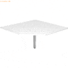 mcbuero.de Verkettungsplatte trapezform 120x120cm mit Fuß eckig Weiß/S