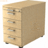 mcbuero.de Standcontainer 80cm 4 Schub Schloss Chromgriff Ahorn