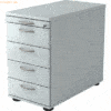 mcbuero.de Standcontainer 80cm 4 Schub Schloss Bogengriff Grau