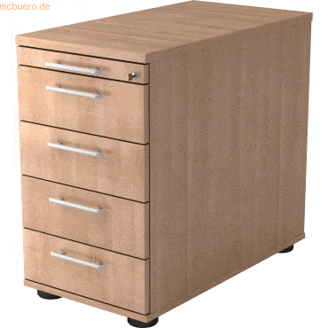 mcbuero.de Standcontainer 80cm 4 Schub Schloss Relinggriff Nussbaum