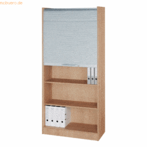 mcbuero.de Rollladenschrank 5 Ordnerhöhen BxTxH 900x400x2004mm Nussbau