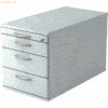 mcbuero.de Rollcontainer 80cm 3 Schub Schloss Bogengriff Grau
