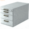 mcbuero.de Rollcontainer 80cm 3 Schub Schloss Streifengriff Grau