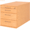 mcbuero.de Rollcontainer 80cm 3 Schub Schloss Bügelgriff Buche
