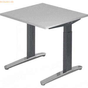 mcbuero.de Schreibtisch C-Fuß 80x80cm Grau/Graphit-Alu poliert