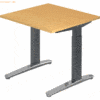 mcbuero.de Schreibtisch C-Fuß 80x80cm Buche/Graphit-Alu poliert