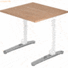 mcbuero.de Schreibtisch C-Fuß 80x80cm Nussbaum/Weiß-Alu poliert