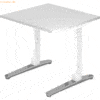 mcbuero.de Schreibtisch C-Fuß 80x80cm Weiß/Weiß-Alu poliert