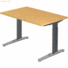 mcbuero.de Schreibtisch C-Fuß 120x80cm Buche/Graphit-Alu poliert