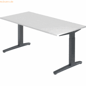 mcbuero.de Schreibtisch C-Fuß 160x80cmWeiß/Graphit