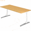 mcbuero.de Schreibtisch C-Fuß 180x80cm Buche/Weiß-Alu poliert