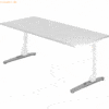 mcbuero.de Schreibtisch C-Fuß 180x80cm Weiß/Weiß-Alu poliert