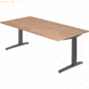 mcbuero.de Schreibtisch C-Fuß 200x100cm Nussbaum/Graphit