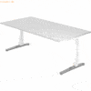 mcbuero.de Schreibtisch C-Fuß 200x100cm Weiß/Weiß-Alu poliert