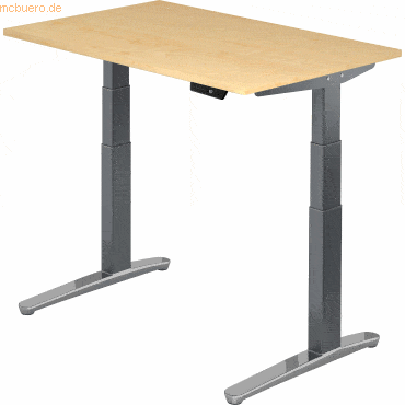 mcbuero.de Sitz-Steh-Schreibtisch elektrisch 120x80cm Ahorn/Graphit-al