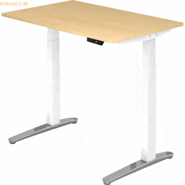 mcbuero.de Sitz-Steh-Schreibtisch elektrisch 120x80cm Ahorn/Weiß-alu