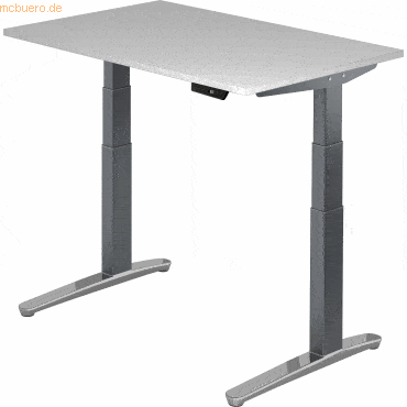 mcbuero.de Sitz-Steh-Schreibtisch elektrisch 120x80cm Grau/Graphit-alu