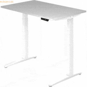 mcbuero.de Sitz-Steh-Schreibtisch elektrisch 120x80cm Grau/Weiß