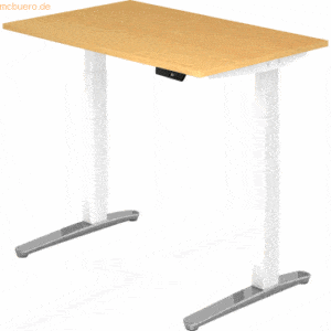 mcbuero.de Sitz-Steh-Schreibtisch elektrisch 120x80cm Buche/Weiß-alu