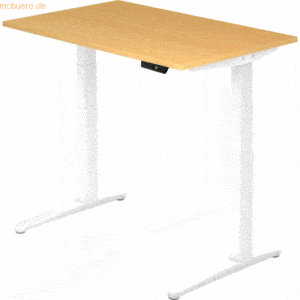 mcbuero.de Sitz-Steh-Schreibtisch elektrisch 120x80cm Buche/Weiß