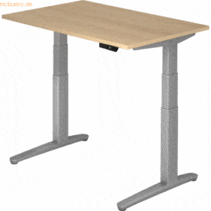 mcbuero.de Sitz-Steh-Schreibtisch elektrisch 120x80cm Eiche/Silber