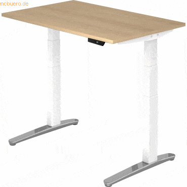 mcbuero.de Sitz-Steh-Schreibtisch elektrisch 120x80cm Eiche/Weiß-alu