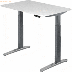 mcbuero.de Sitz-Steh-Schreibtisch elektrisch 120x80cm Weiß/Graphit-alu