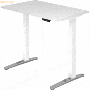 mcbuero.de Sitz-Steh-Schreibtisch elektrisch 120x80cm Weiß/Weiß-alu