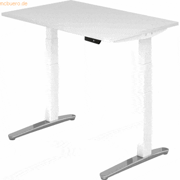 mcbuero.de Sitz-Steh-Schreibtisch elektrisch 120x80cm Weiß/Weiß-alu