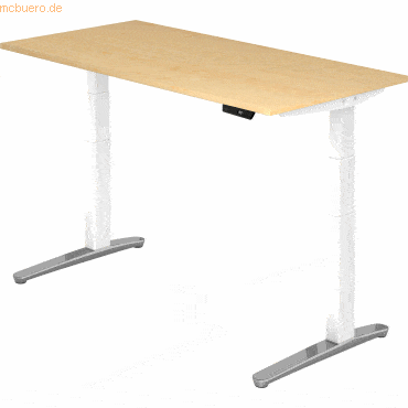 mcbuero.de Sitz-Steh-Schreibtisch elektrisch 160x80cm Ahorn/Weiß-alu