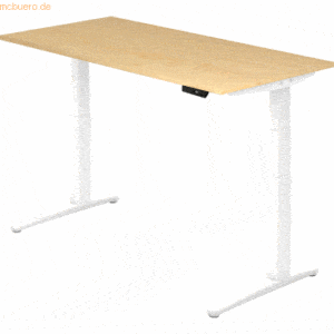 mcbuero.de Sitz-Steh-Schreibtisch elektrisch 160x80cm Ahorn/Weiß