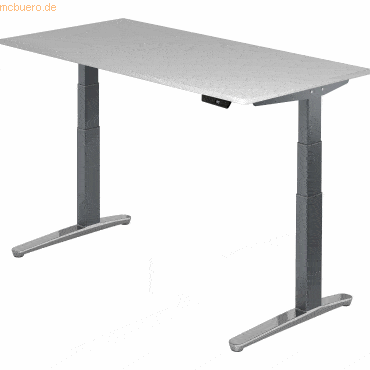 mcbuero.de Sitz-Steh-Schreibtisch elektrisch 160x80cm Grau/Graphit-alu