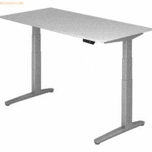 mcbuero.de Sitz-Steh-Schreibtisch elektrisch 160x80cm Grau/Silber