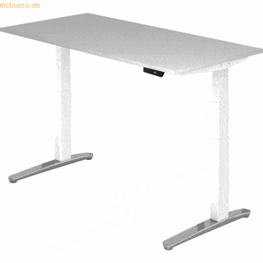 mcbuero.de Sitz-Steh-Schreibtisch elektrisch 160x80cm Grau/Weiß-alu