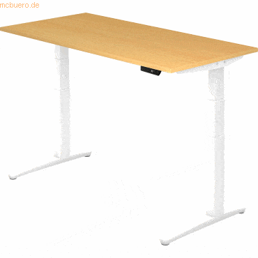 mcbuero.de Sitz-Steh-Schreibtisch elektrisch 160x80cm Buche/Weiß