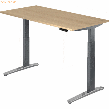 mcbuero.de Sitz-Steh-Schreibtisch elektrisch 160x80cm Eiche/Graphit-al