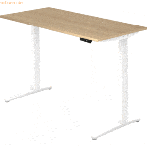 mcbuero.de Sitz-Steh-Schreibtisch elektrisch 160x80cm Eiche/Weiß