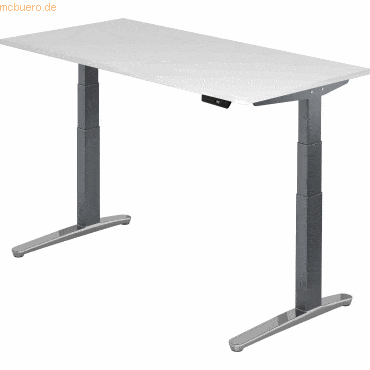 mcbuero.de Sitz-Steh-Schreibtisch elektrisch 160x80cm Weiß/Graphit-alu