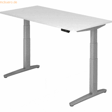 mcbuero.de Sitz-Steh-Schreibtisch elektrisch 160x80cm Weiß/silber